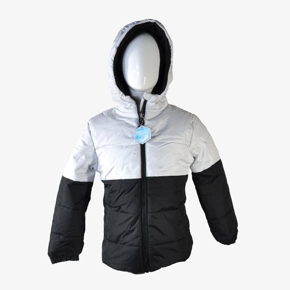 WHALES TAIL Girls' Hooded Jacket, Black and White, 6X